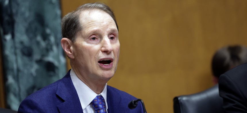 Sen. Ron Wyden (D-Ore.) chairs a hearing of the Finance Committee, April 7, 2022.