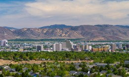 A skyline of Reno, Nevada, is viewed on May 24, 2020.