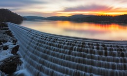 Sunrise at New Croton Dam in New York state. 